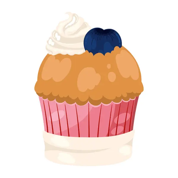 Cupcake Sur Fond Blanc Icône Design Isolé — Image vectorielle
