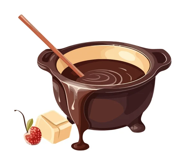 Zoete Chocolademelk Een Gastronomische Dessertkom Illustratie — Stockvector