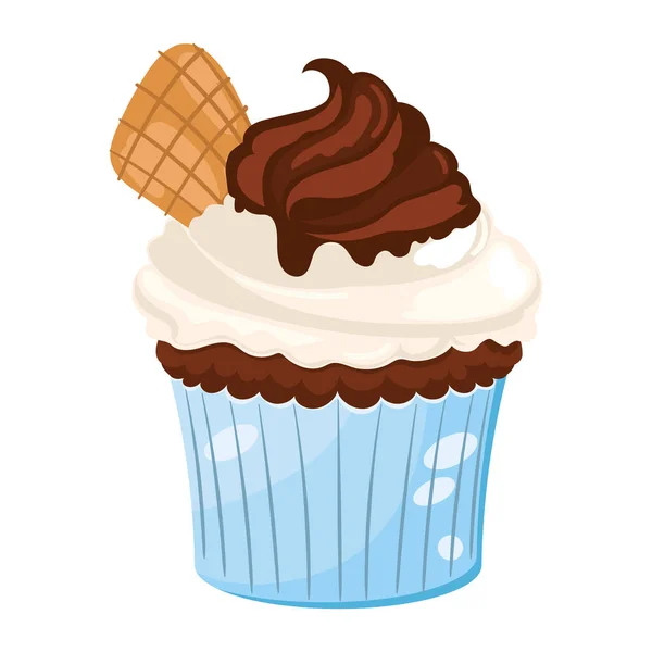 Cupcake Con Diseño Icono Cookie Aislado — Vector de stock