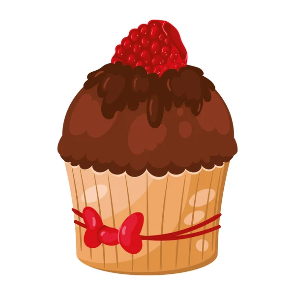 Choklad Cupcake Dessert Ikon Design Isolerad — Stock vektor