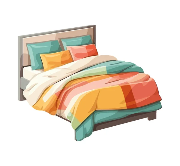 モダンなデザインとエレガンスのアイコンを隔離した快適な寝具 — ストックベクタ