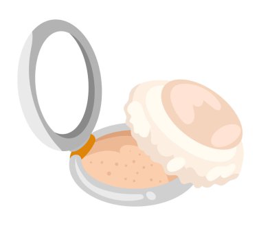 kozmetik tozu ve sünger simgesi izole edildi