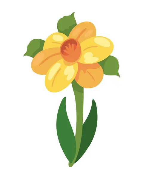 黄色花卉图标孤立的插图 — 图库矢量图片