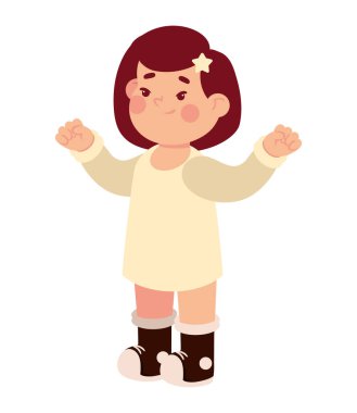 Tatlı kız çizgi film ikonu izole edildi