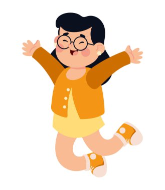 Mutlu zıplayan kız simgesi izole