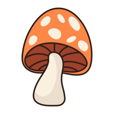 Mantar retro simgesi izole edilmiş illüstrasyon