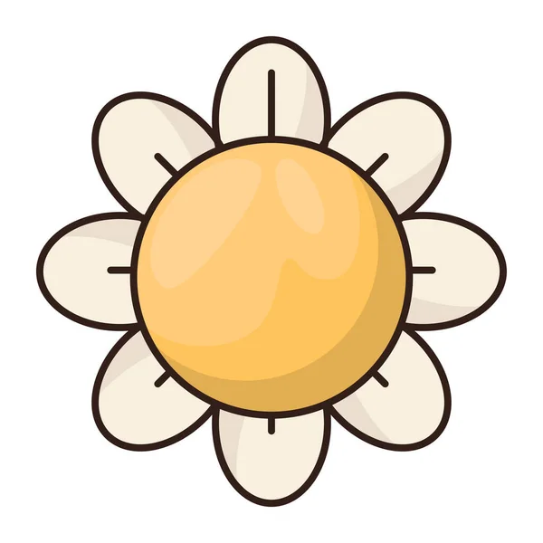 花朵雏菊复古图标孤立的图解 — 图库矢量图片