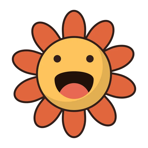 Smiley Happy Flower Retro Icon Isolated Illustration — Stock Vector