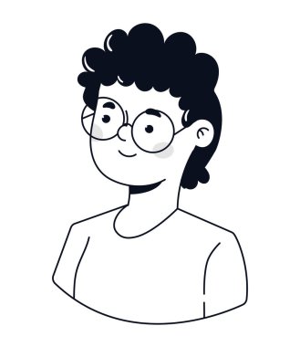 Gözlüklü adam karalama simgesi izole edilmiş.