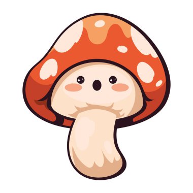 Sonbahar kawaii mantar ikonu izole