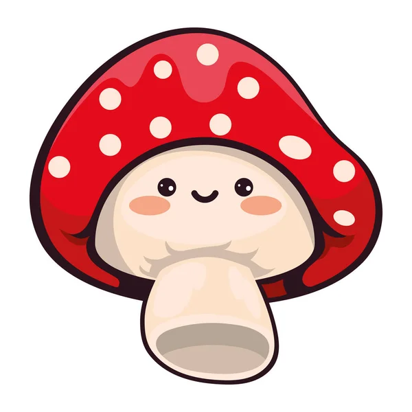 Autumn Kawaii Mushroom Cute Icon Isolated — Stock Vector