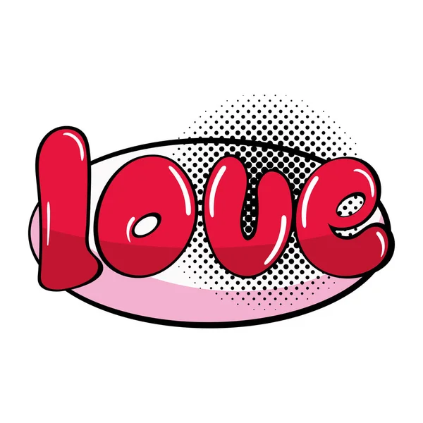 Love Pop Art Lettering Icon Isolated — Stock Vector