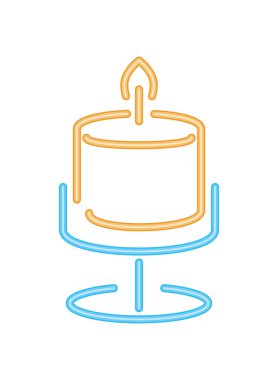 Neon doğum günü pastası ikonu izole edildi