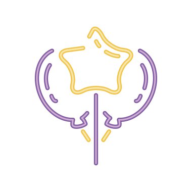 Helyum neon yıldız balonu ikonu izole vektörü