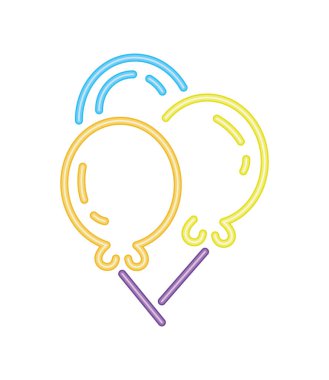 Helyum neon balonları ikon izole vektörü