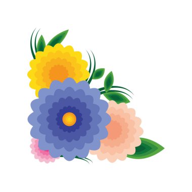 köşe çerçeve çiçekleri dekoratif izole simge