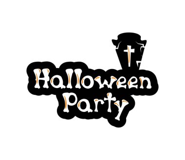 Tabut çizimi izole edilmiş Cadılar Bayramı parti yazı tipi