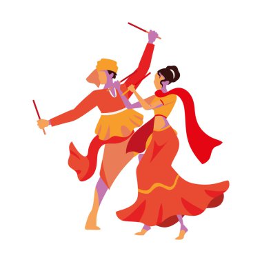 Navratri dansçıları geleneği izole edilmiş ikon