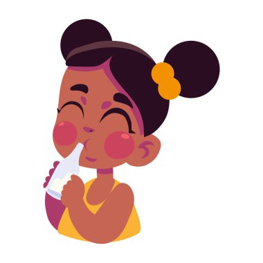 Meyve suyu yiyen çocuk izole edilmiş ikon