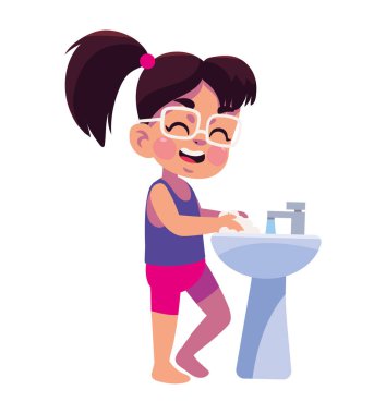 çocuk el yıkama rutin izole ikon