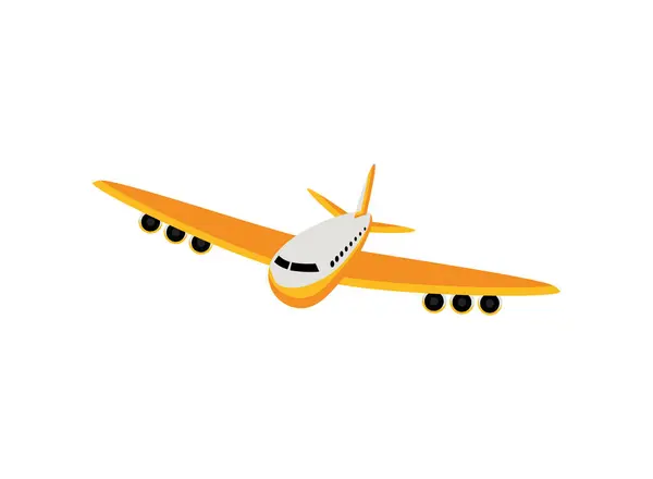 Airplane Flying Yellow Icon Isolated — Stock Vector