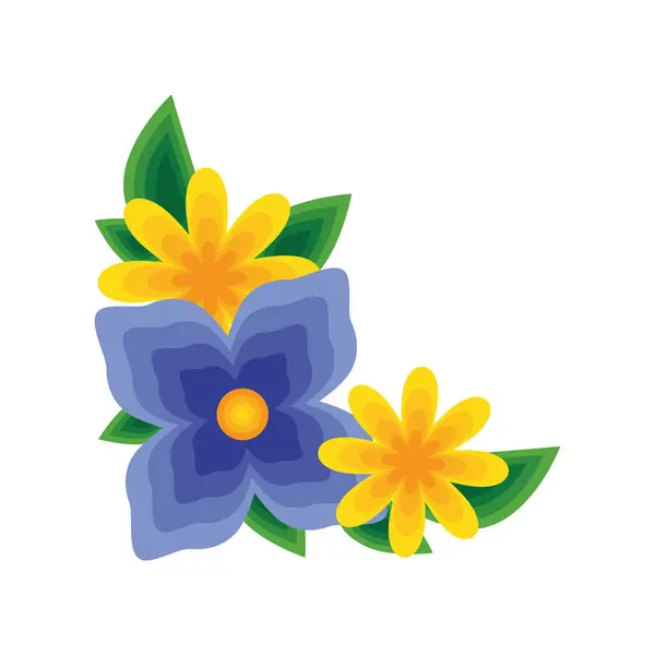 Eckrahmen Blumen Blühen Isoliert Symbol — Stockvektor