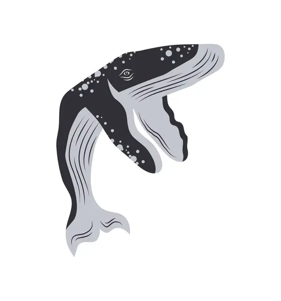 Humpback Sealife Huge Isolated Icon — Stock Vector