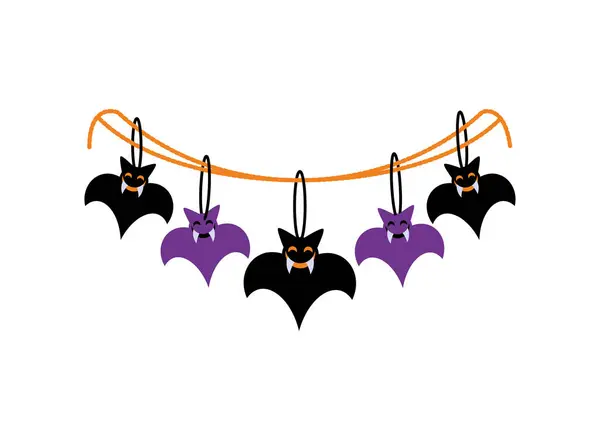 Halloween Guirnalda Murciélagos Ilustración Aislado — Vector de stock