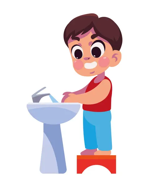 Kind Handen Wassen Geïsoleerd Pictogram — Stockvector