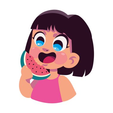 Meyve yiyen çocuk izole edilmiş simge