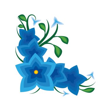 Köşedeki çerçeve çiçekleri izole edilmiş simgeyi yeşertir