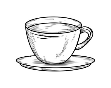 Tabak illüstrasyonuna kahve fincanı çizimi izole