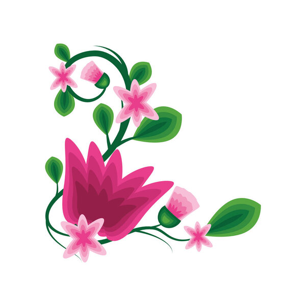 corner frame flowers isolated icon vector