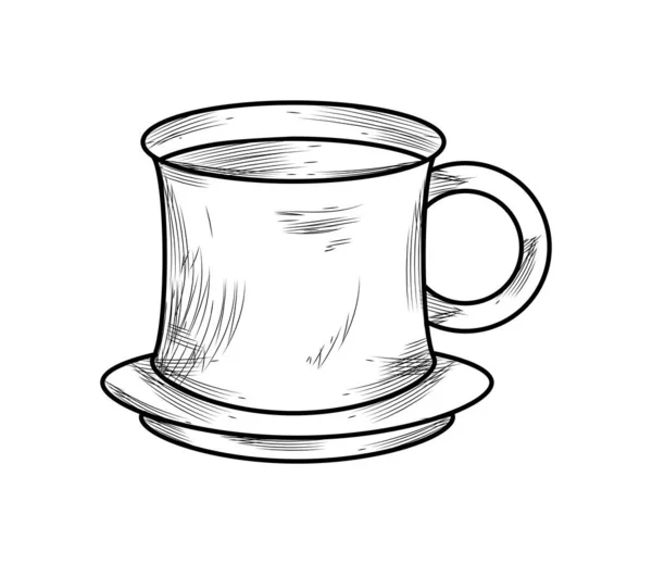 Csésze Felhívni Csészealj Illusztráció Izolált — Stock Vector