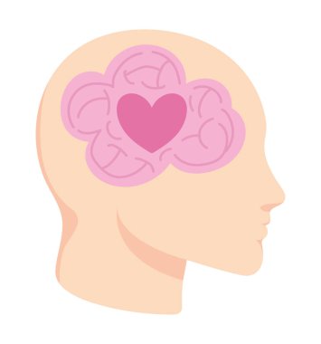 profil beyni aşk illüstrasyonu izole