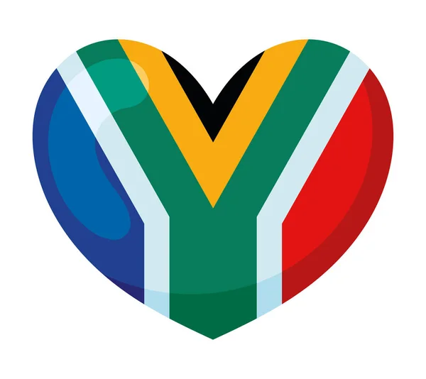 Bandera Sudáfrica Corazón Aislado Icono — Vector de stock