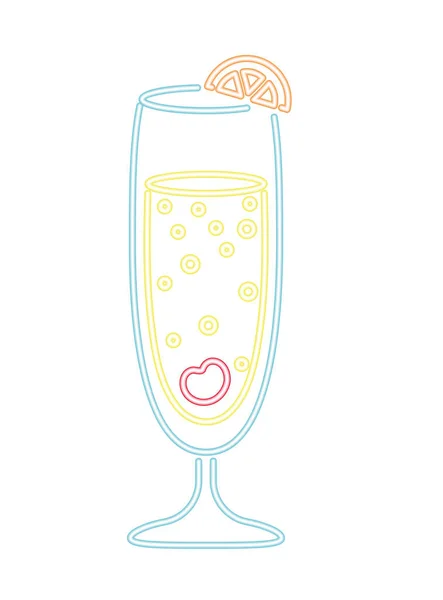 Néon Cocktail Partie Illustration Isolé — Image vectorielle
