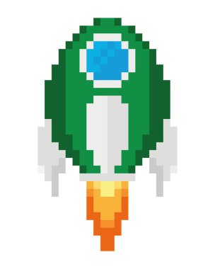 Savaş gemisi pikselleri izole edilmiş simgeyi fırlatıyor