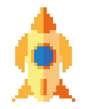 Savaş gemisi pikselleri sarı izole simge