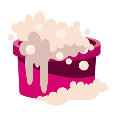 Köpük resimli temizlik ürünü kovası izole edildi