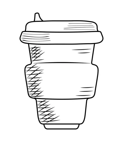 Eco Koffiekop Tekenen Illustratie Geïsoleerd — Stockvector