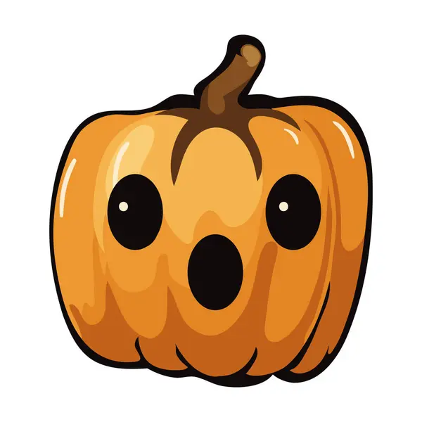Halloween Kawaii Surpris Citrouille Illustration Isolé — Image vectorielle