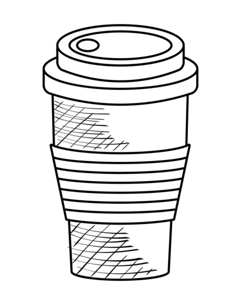 エココーヒーカップドローテイクアウトイラストを分離 — ストックベクタ