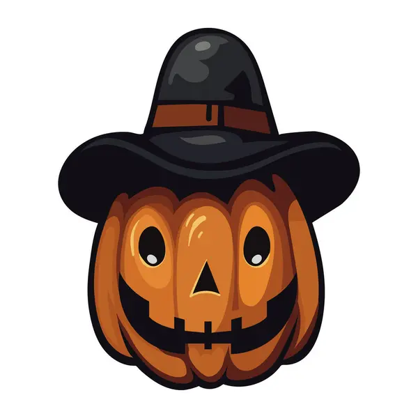 Calabaza Halloween Con Ilustración Sombrero Aislado — Vector de stock
