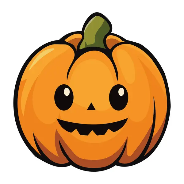 Halloween Kawaii Pompoen Gelukkig Illustratie Geïsoleerd — Stockvector