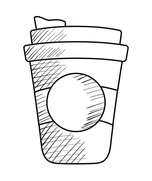 Eco Tazza Caffè Disegnare Illustrazione Asporto Isolato — Vettoriale Stock