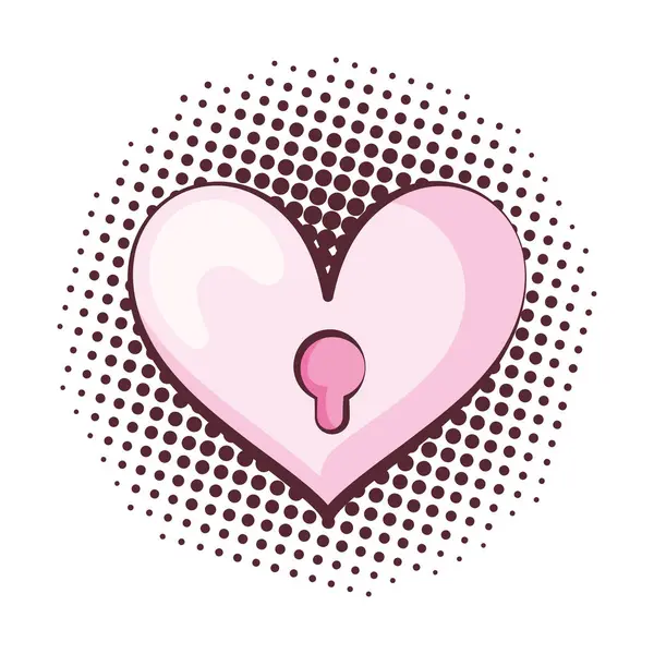 Amor Pop Art Corazón Con Ojo Cerradura Ilustración Aislado — Vector de stock