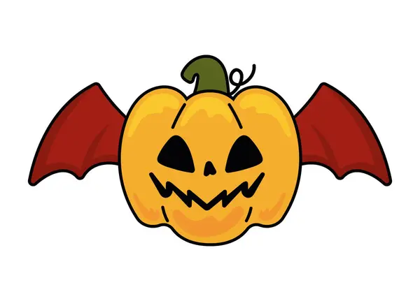 Halloween Abóbora Com Asas Ilustração Isolado — Vetor de Stock