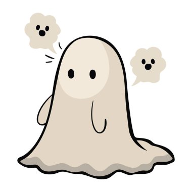 Cadılar Bayramı hayalet karakteri çizimi izole edildi