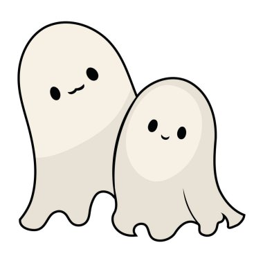 Cadılar Bayramı hayaletleri karikatür çizimi izole